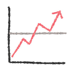 Growth Chart with Red Upward Arrow, Crayon Texture