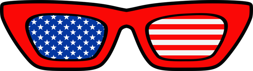 Patriotic Eyewear in Flat Style with Red and Blue Frames