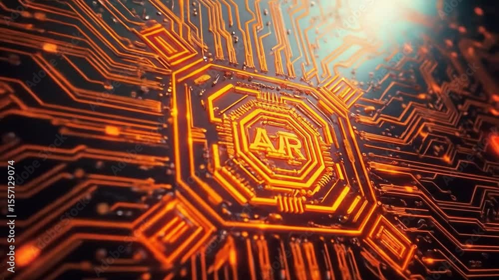Aufkleber abstract representation of a glowing circuit board with intricate connections and nodes in a digital