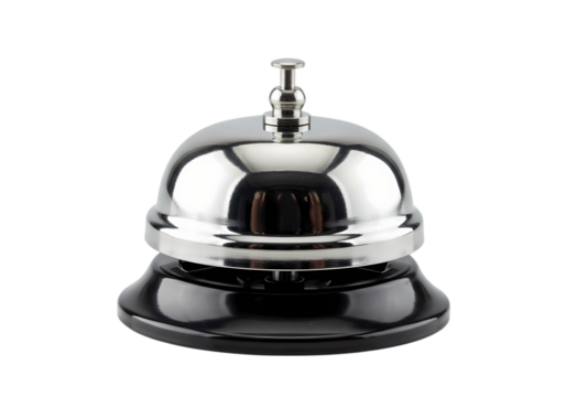 Polished Chrome Reception Bell isolated on transparent background