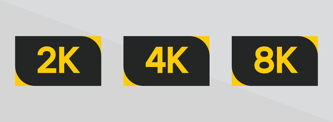 2k, 4k, 8k. icons, icon set. eps8