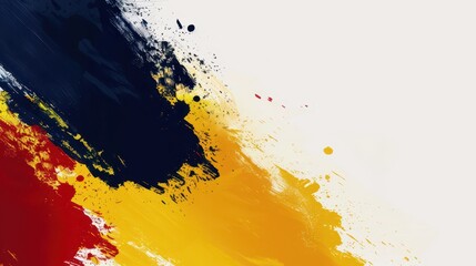 Vibrant abstract art in belgian flag colors celebrating national day. Horizontal banner. Copy space. Flat illustration. Red. yellow, black background