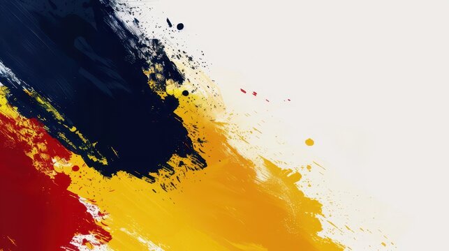 Vibrant abstract art in belgian flag colors celebrating national day. Horizontal banner. Copy space. Flat illustration. Red. yellow, black background