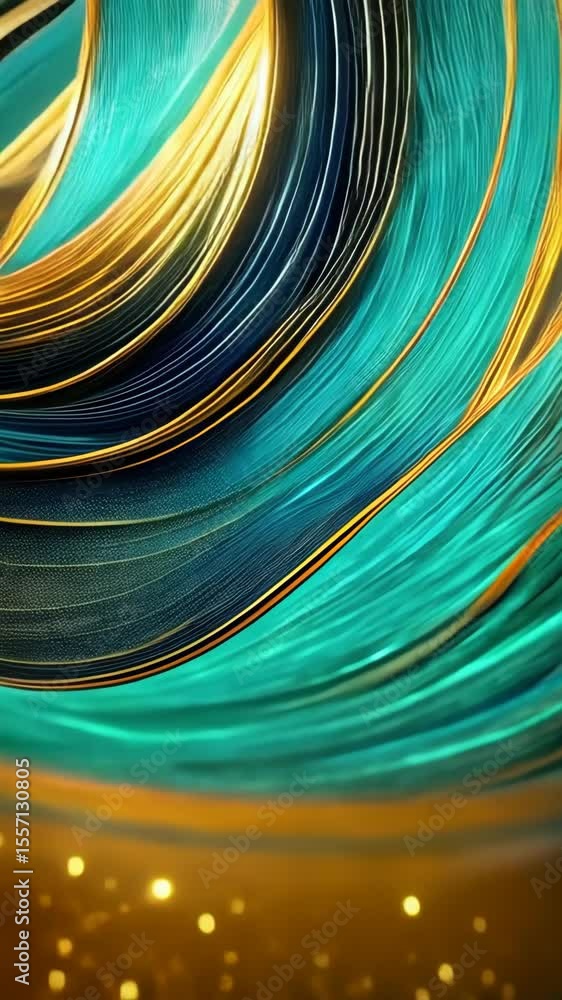 Aufkleber abstract flowing lines of shimmering gold and teal, creating a luxurious and sophisticated visual te