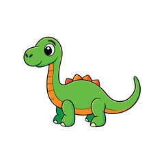 Fototapeta premium Cartoon of a Green Dinosaur with Orange Spikes and a Rounded Tail