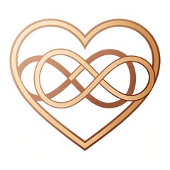 Intertwined infinity symbol within a golden heart outline