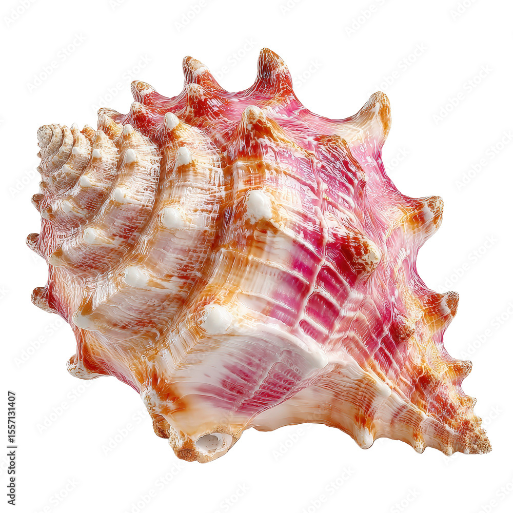 Poster beautiful spiral shell with vibrant colors and intricate patterns