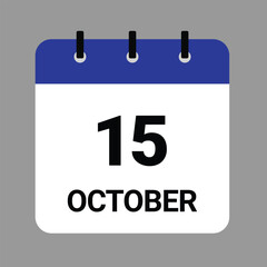 OCTOBER-15- Daily Calendar Icon - White Background
