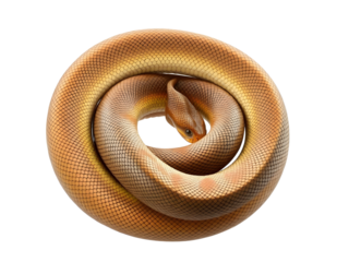 Golden Coiled Snake PNG Transparent Background - Yellow Python Reptile Animal Vector Illustration Graphic Design Element for Wildlife Exotic Pet Serpent Projects