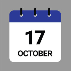 OCTOBER-17- Daily Calendar Icon - White Background