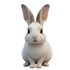 Fototapeta premium Gray White Rabbit PNG Transparent Background - Cute Mixed Color Bunny Pet Vector Illustration Graphic Design Element for Easter Spring Garden Pet Projects