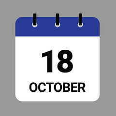 OCTOBER-18- Daily Calendar Icon - White Background