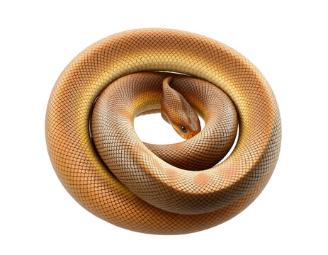 Golden Coiled Snake PNG Transparent Background - Yellow Python Reptile Animal Vector Illustration Graphic Design Element for Wildlife Exotic Pet Serpent Projects