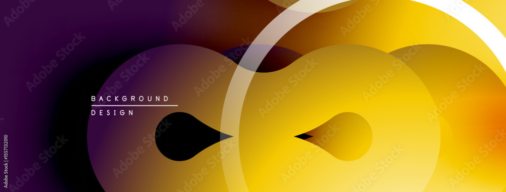 Aufkleber Abstract gradient design. Purple, yellow hues blend. Overlapping circles create dynamic visual effect. Modern background texture.