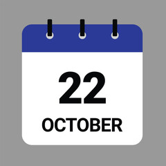 OCTOBER-22- Daily Calendar Icon - White Background