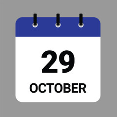 OCTOBER-29- Daily Calendar Icon - White Background