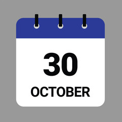 OCTOBER-30- Daily Calendar Icon - White Background