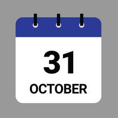 OCTOBER-31- Daily Calendar Icon - White Background