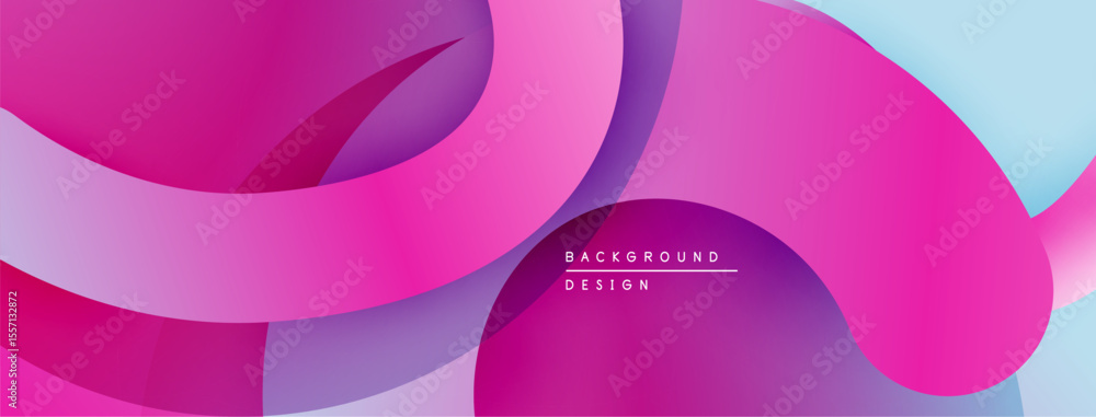 Poster abstract fluid shapes, vibrant pinks, purples, blues create dynamic background. modern design, smoot