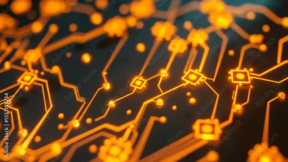 Aufkleber abstract representation of a glowing circuit board with intricate connections and nodes in a digital