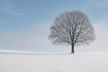 Fototapeta premium Solitary Tree Amidst the Winter Snowfall