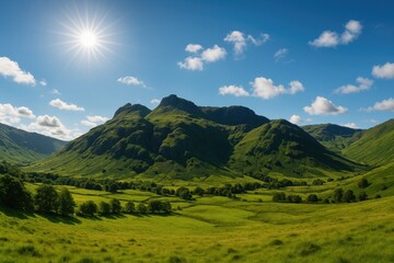 Obraz premium The towering peaks at the entrance of a scenic valley