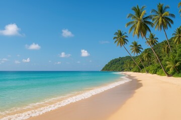 Naklejka premium Serene coastal scenery perfect for backgrounds or wallpapers showcasing a summer getaway destination.