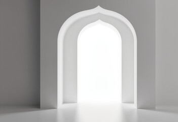 Abstract Minimalist Archway with Light Shaft in White Room