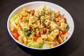 tofu salad with vegetables and bread crumbs