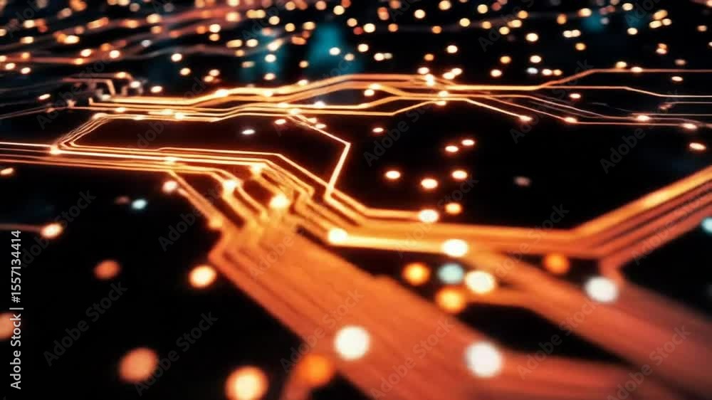 Aufkleber abstract representation of a glowing circuit board with intricate connections and nodes in a digital