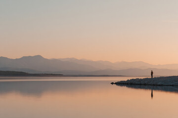serene coral reef in croatia at sunset with geometric patterns