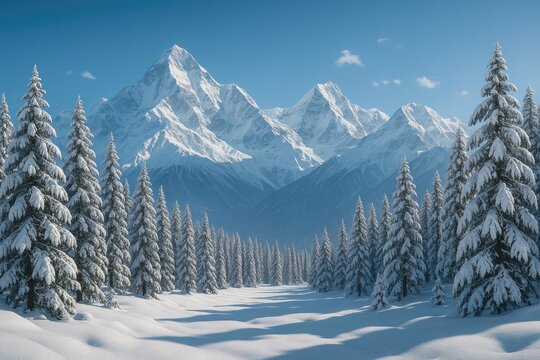 Grand winter scenery in the mountainous region