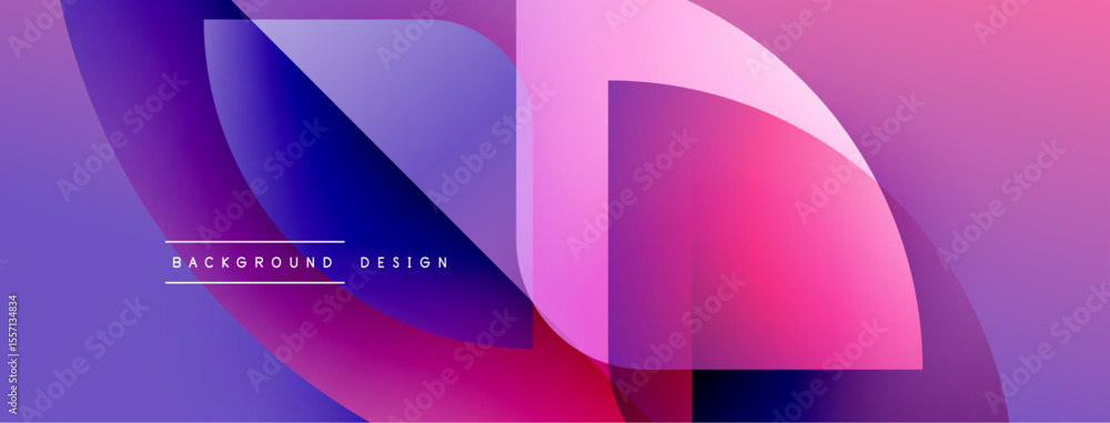 Aufkleber Abstract gradients overlap, creating dynamic visual effect. Purple, pink, blue hues dominate composition. Modern design element.