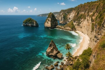 Obraz premium Breathtaking Coastal Cliffs Over the Sea