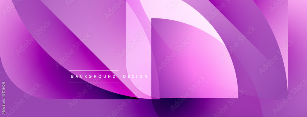 Poster Abstract purple background. Overlapping shapes create dynamic, modern design. Smooth gradients, flowing lines suggest movement. Minimal text element present.