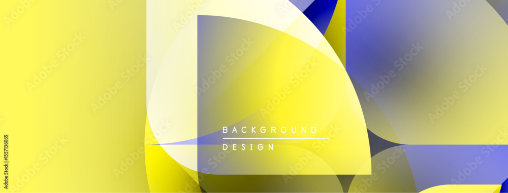 Poster abstract geometric design. yellow, blue gradients create modern backdrop. minimalist style, clean li
