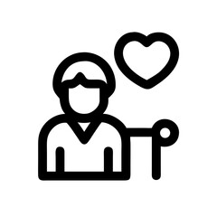 Caregiver icon representing a person with heart symbol  