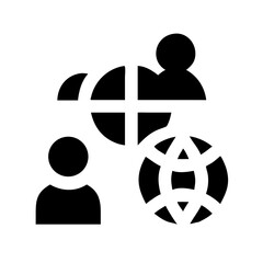 Diversity icon depicting network of people and global connections  
