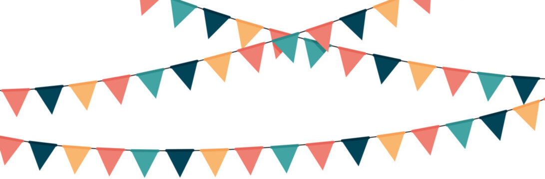 Pennants - Garland - Flags - Triangles - Festive and colorful banner for the party - Soft and harmonious colors