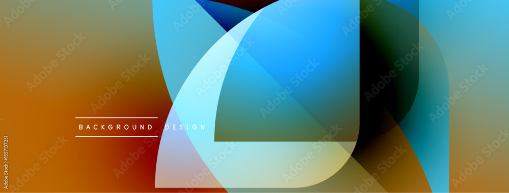 Aufkleber Abstract geometric shapes overlap. Warm, cool colors blend creating dynamic visual effect. Modern design elements present smooth transitions.