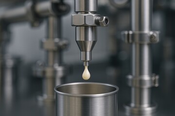 Fototapeta premium Industrial Metal Nozzle for Liquid Filling Machines in Manufacturing