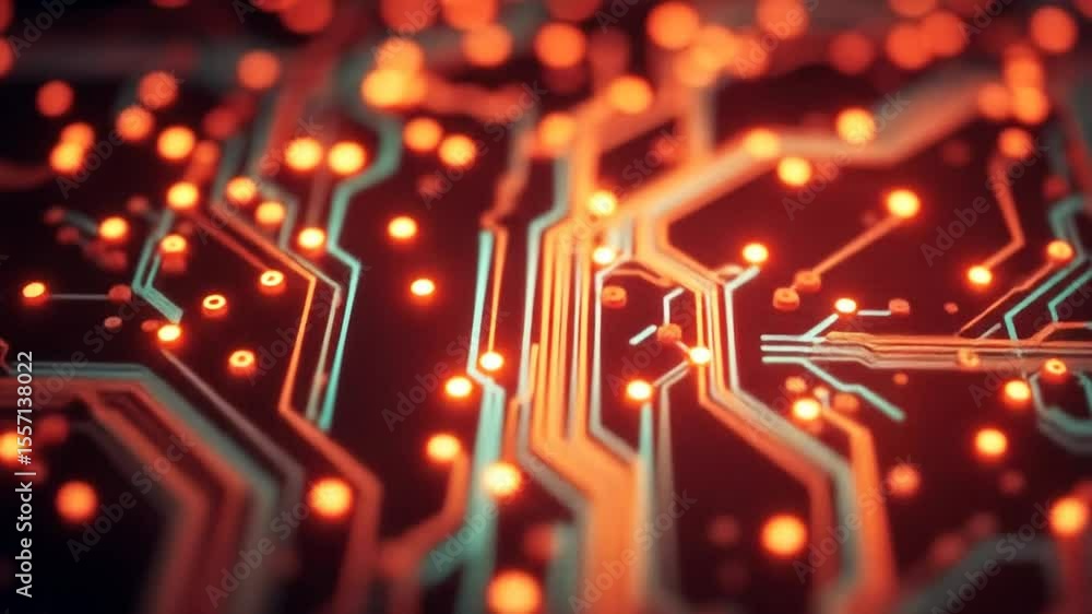 Aufkleber abstract representation of a glowing circuit board with intricate connections and nodes in a digital