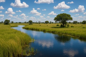 Fototapeta premium Explore the breathtaking wetlands recognized as one of Africa's natural marvels