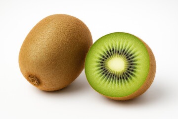 Obraz premium Single Kiwi Fruit on a White Background