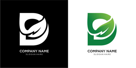 Green leaf nature logo D