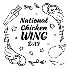 NATIONAL CHICKEN WING DAY vector illustration