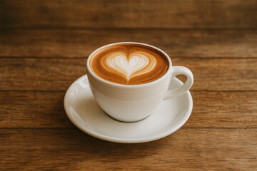 Obraz premium Steaming mug resting on a rustic wooden surface