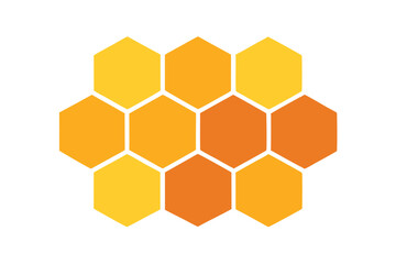 Interlocking Yellow and Orange Hexagons Forming Honeycomb Pattern on White Background Design