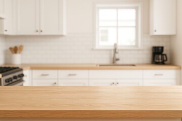 Showcasing a wooden kitchen table within an interior setting