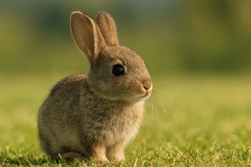 Fototapeta premium Observe a tiny bunny in its adorable innocence